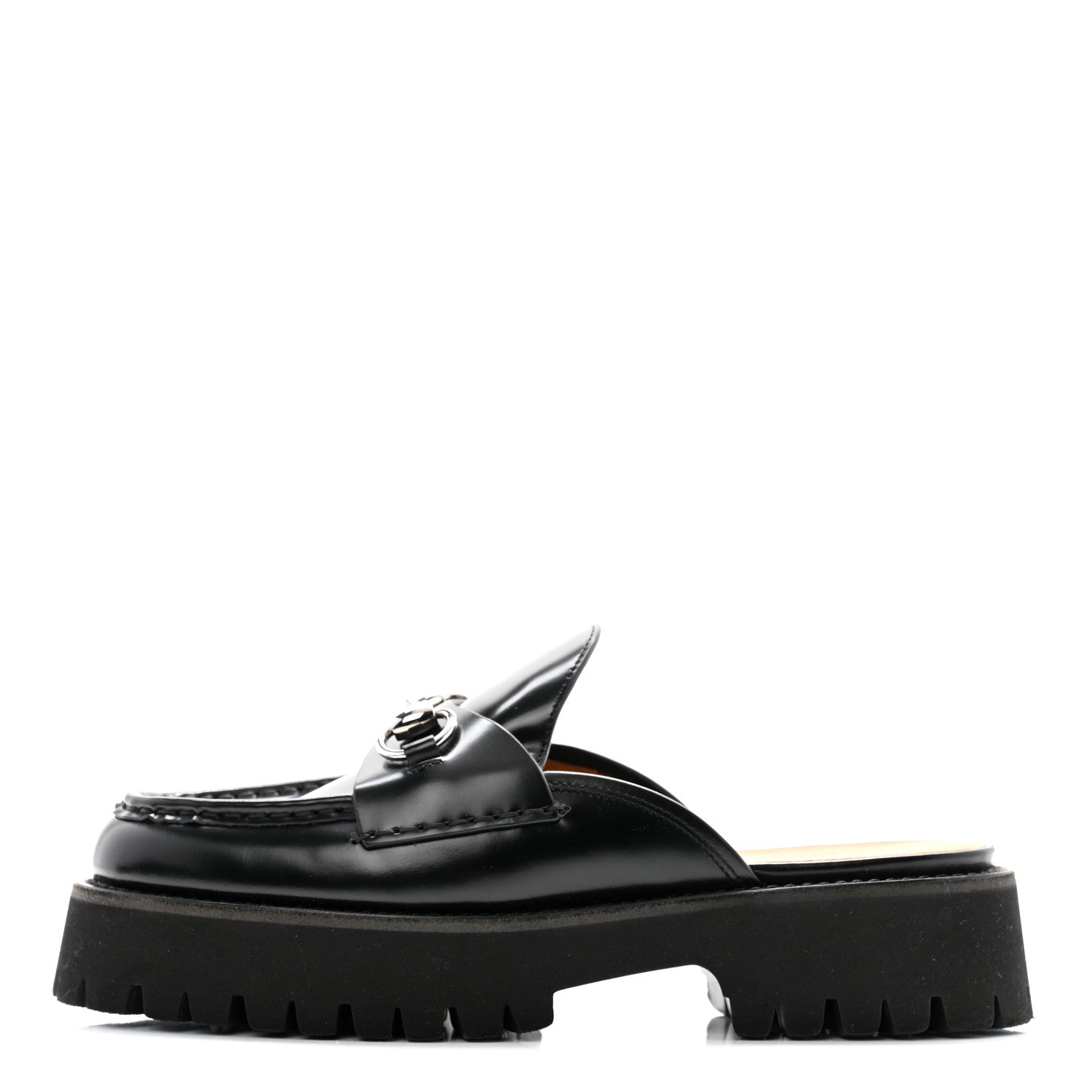 Gucci Magnum Calfskin Womens Horsebit Platform Mules 38.5 Black 1 of 11
