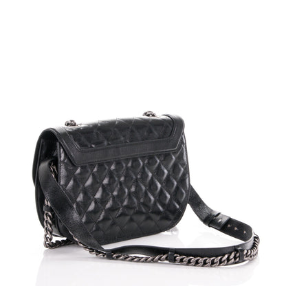 Chanel Shiny Goatskin Quilted Medium Double Chained Messenger Flap Black 3 of 7