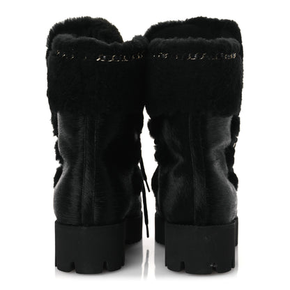 Chanel Pony Hair Shearling Chain Ankle Boots 40.5 Black 6 of 11