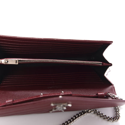 Saint Laurent Grain De Poudre Matelasse Chevron Monogram Chain Wallet Palissandre 5 of 12