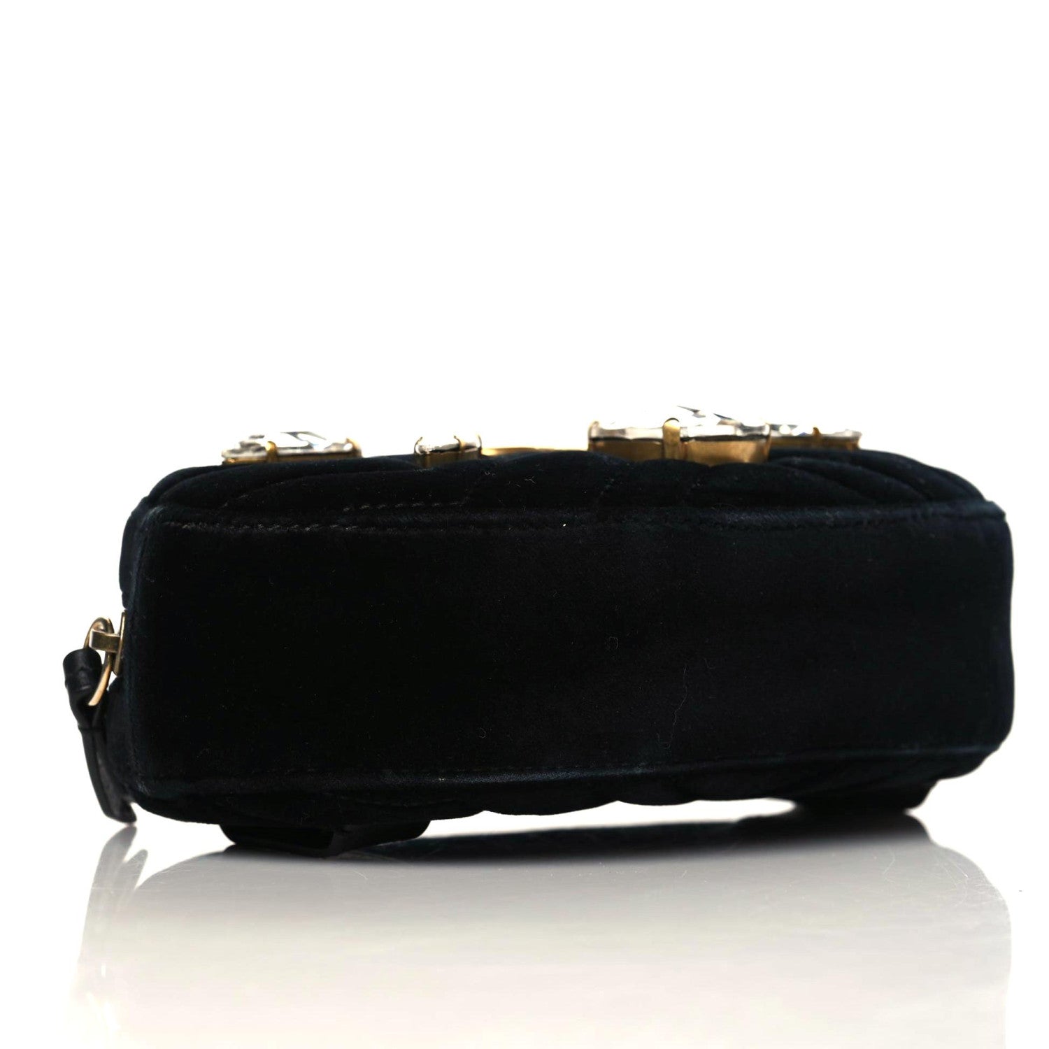 Gucci Velvet Matelasse Marquise Crystals GG Marmont Belt Bag 85 34 Black 5 of 11
