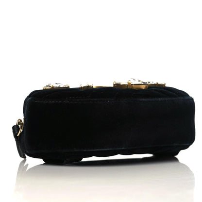 Gucci Velvet Matelasse Marquise Crystals GG Marmont Belt Bag 85 34 Black 5 of 11