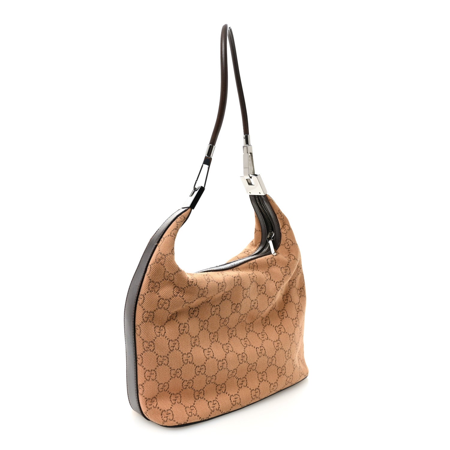 Gucci Denim Monogram Medium Hobo Brown 3 of 10