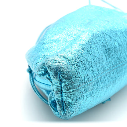 Bottega Veneta Metallic Crushed Calfskin The Mini Pouch Sky Blue 9 of 10