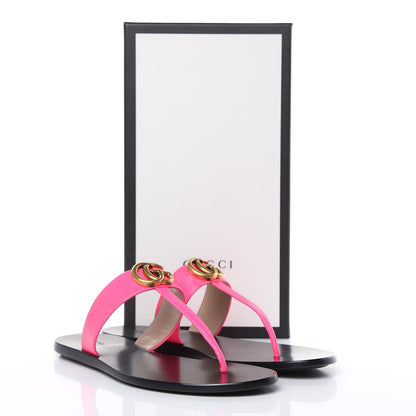Gucci Calfskin GG Marmont Thong Sandals 40.5 Fuxia Fluo 9 of 9