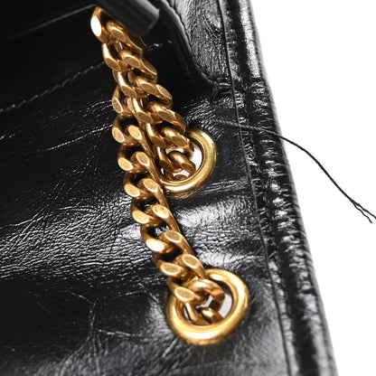 Saint Laurent Crinkled Calfskin Matelasse Monogram Baby Niki Chain Satchel Black 12 of 12