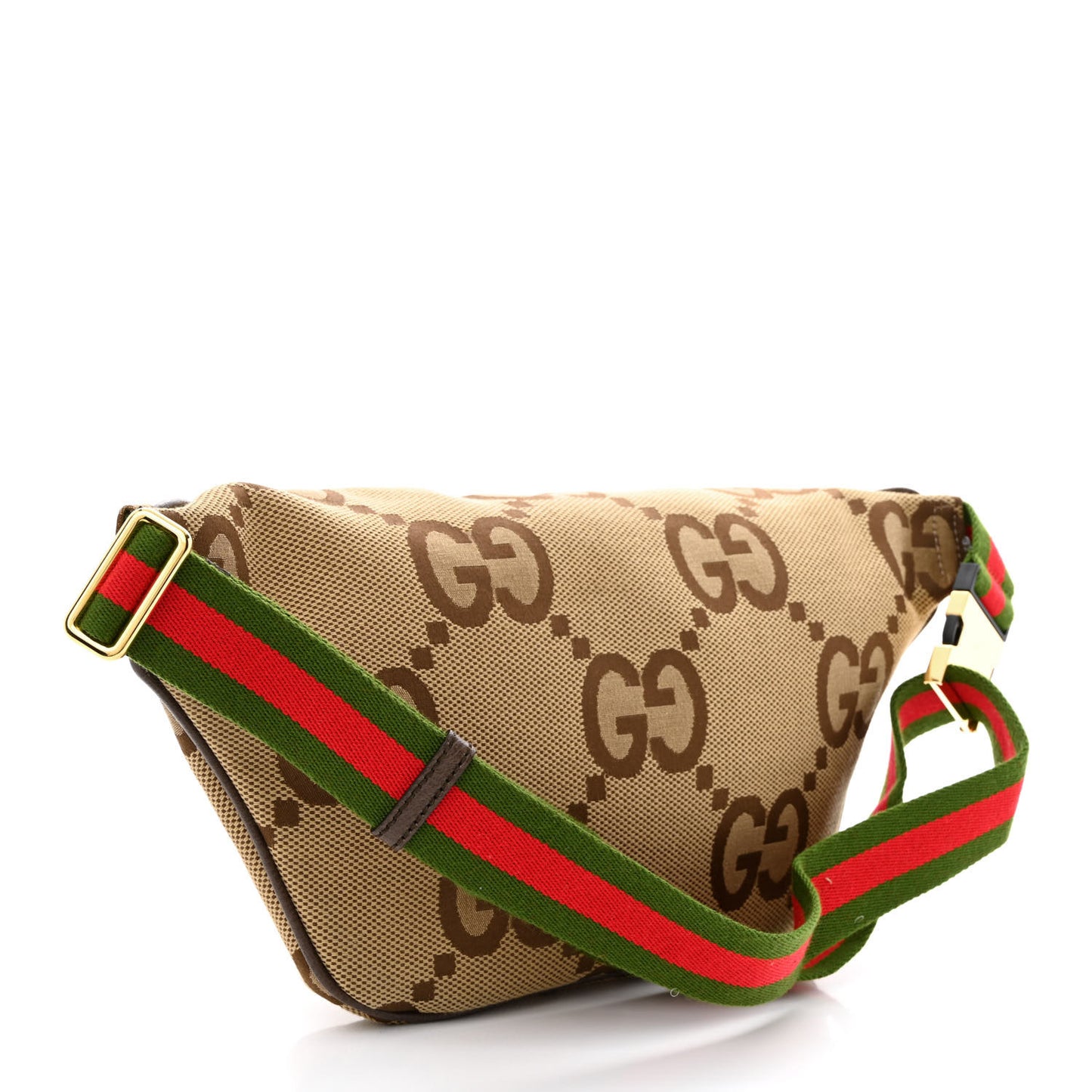Monogram Jumbo GG Textured Dollar Calfskin Web Belt Bag Camel Ebony New Acero