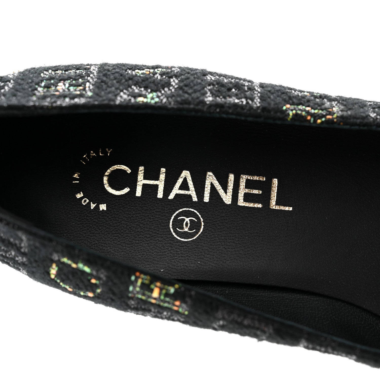 Chanel Tweed Patent Cap Toe Ballerina Flats 38.5 Black Orange Green 7 of 8