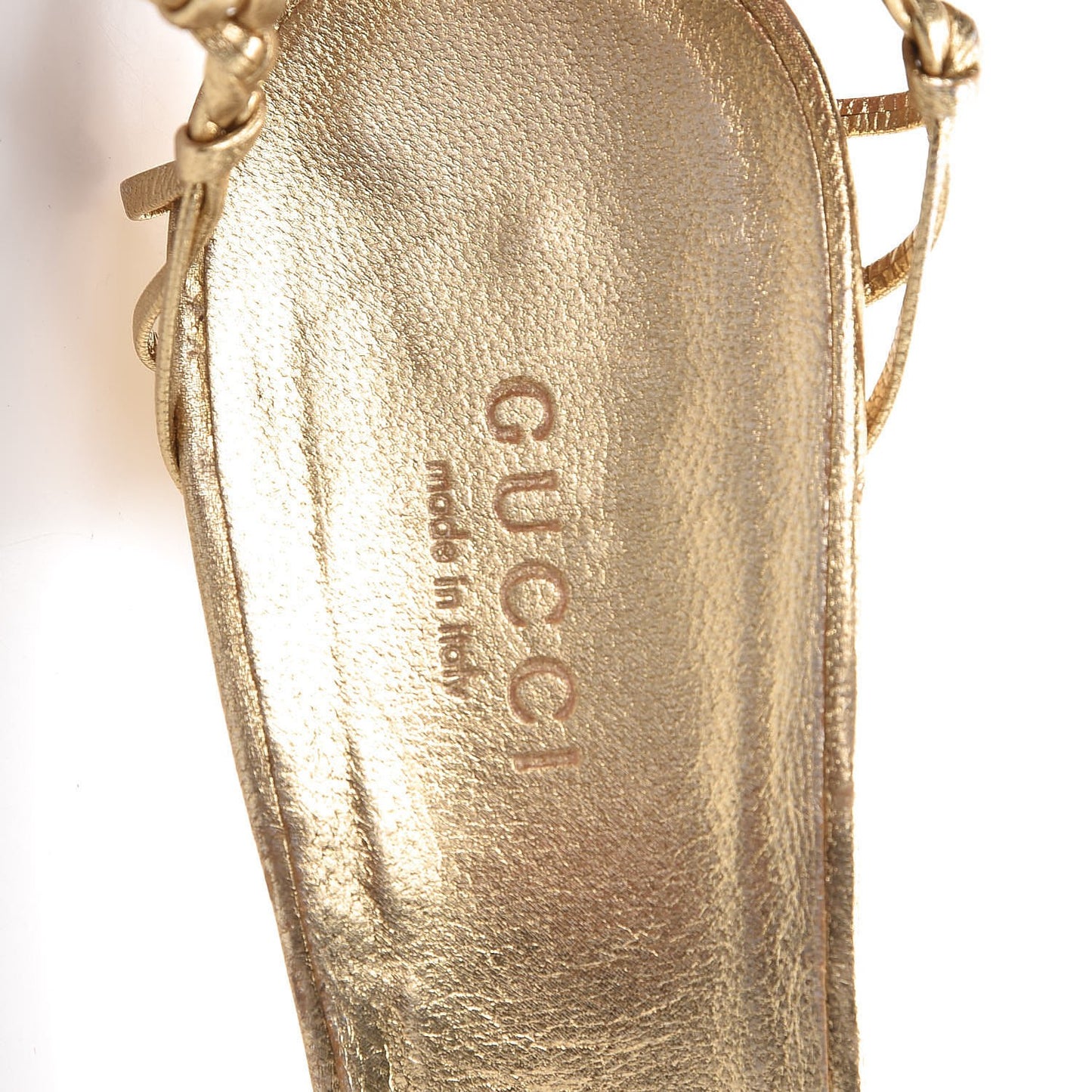 Metallic Calfskin Strappy Sandals 7 Gold