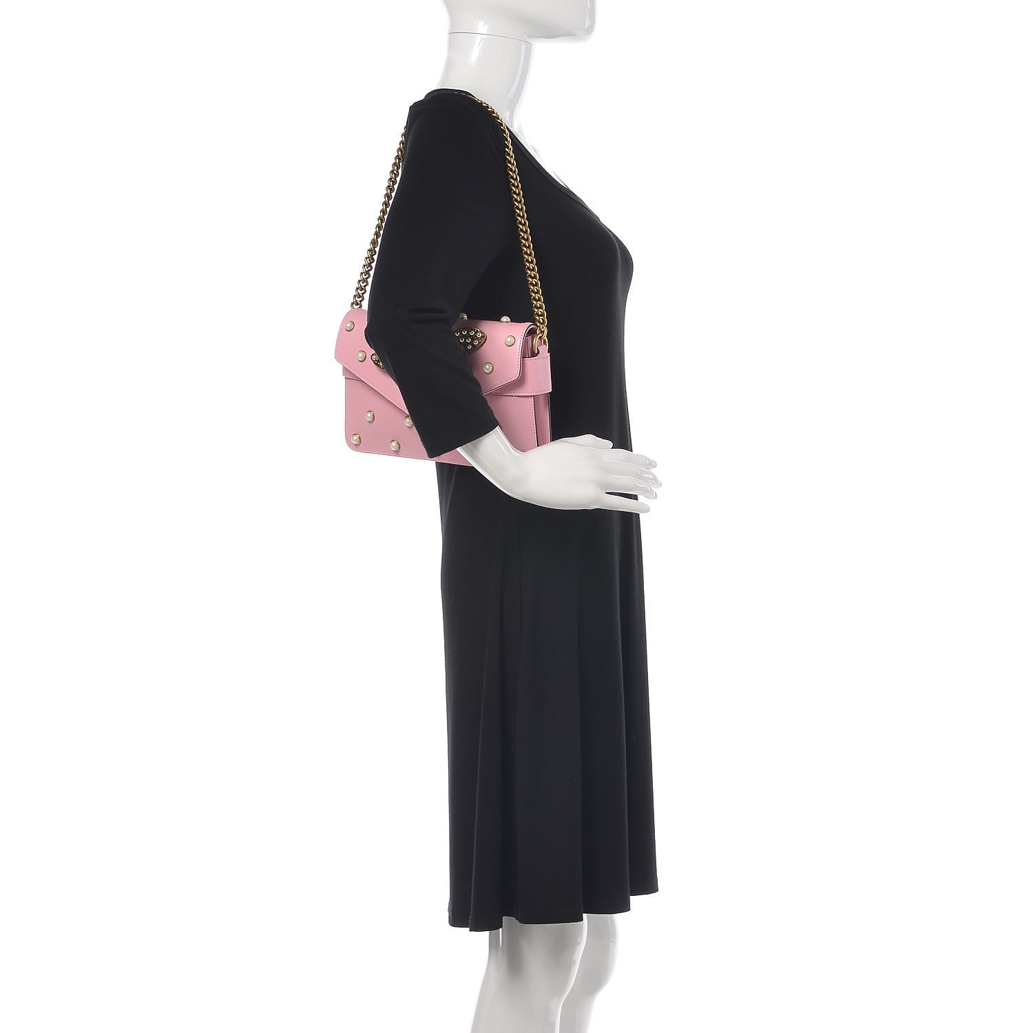 Gucci Nappa Pearl Studded Mini Queen Margaret Broadway Shoulder Bag Sugar Pink 3 of 11