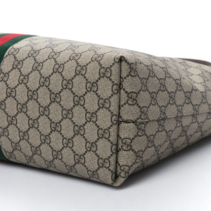 Gucci GG Supreme Monogram Textured Calfskin Web Medium Ophidia Shopping Tote Beige Ebony New Acero 9 of 10