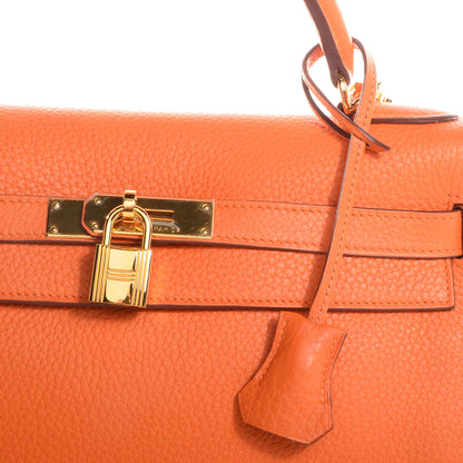 Hermes Taurillon Clemence Kelly Retourne 32 Orange 10 of 10