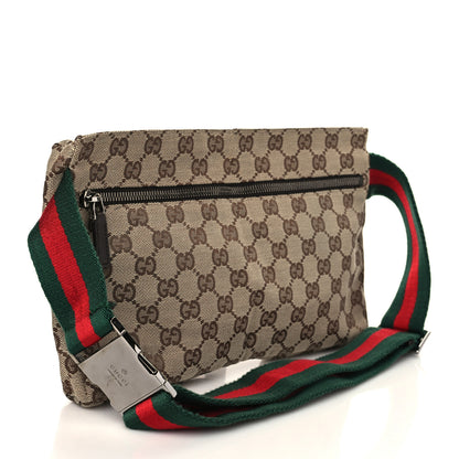 Gucci GG Monogram Web Double Pocket Belt Bag Dark Brown 3 of 8