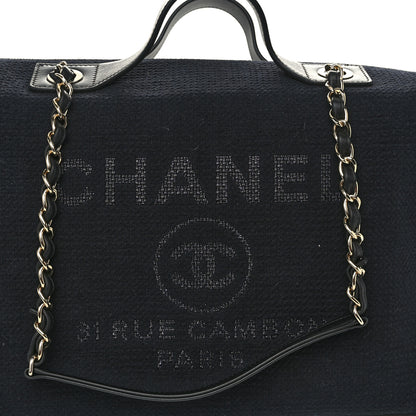 Chanel Mixed Fibers Large Deauville Bowling Bag  Black 8 of 10