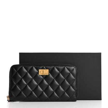 Chanel Aged Calfskin Quilted Reissue Large Gusset Zip Around Wallet Black 13 of 13
