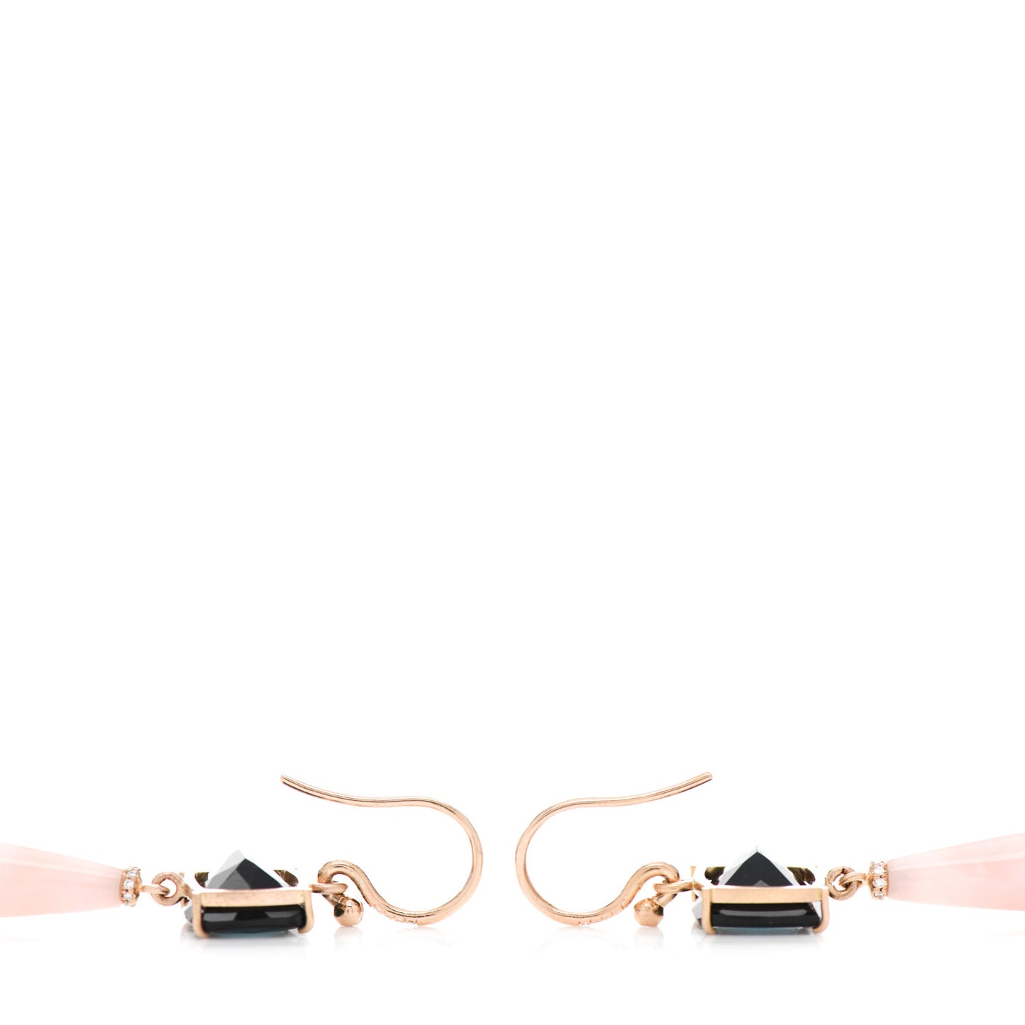18K Rose Gold Diamond Pink Opal Blue Tourmaline Drop Earrings