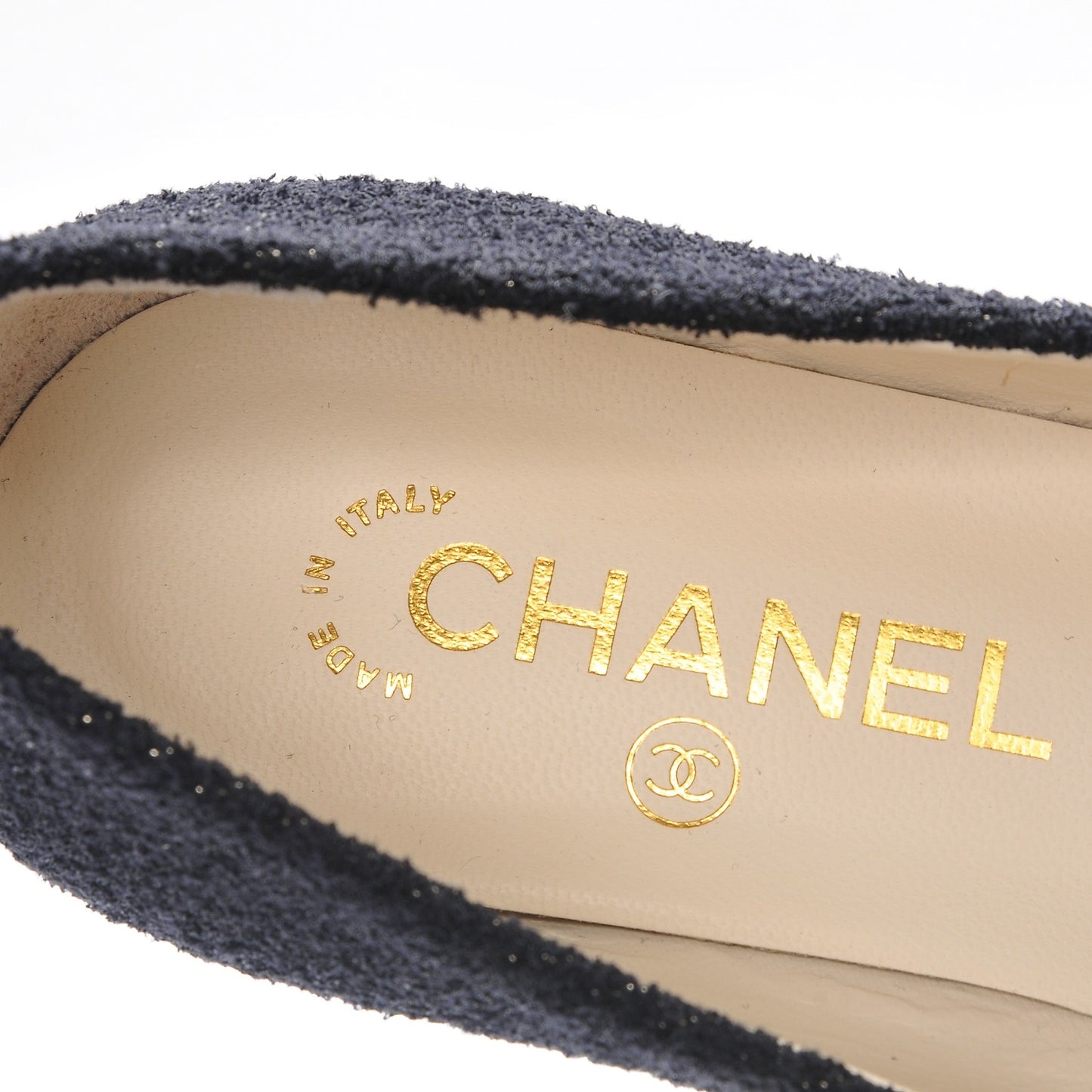 Tweed Crystal CC Ballerina Flats 37 Black