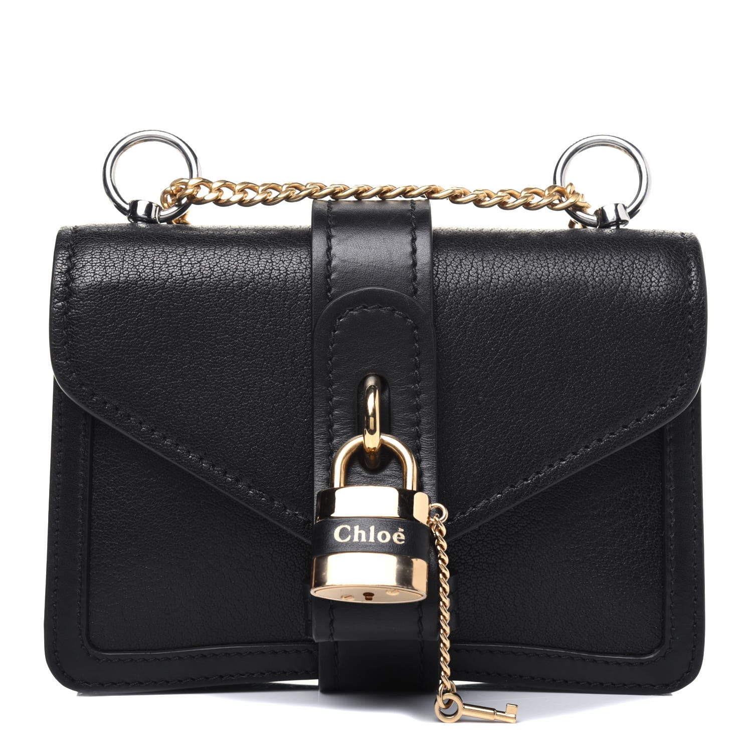Chloe Shiny Goatskin Calfskin Mini Aby Chain Shoulder Bag Black 1 of 11
