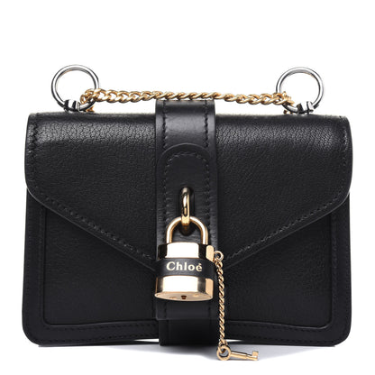 Chloe Shiny Goatskin Calfskin Mini Aby Chain Shoulder Bag Black 1 of 11