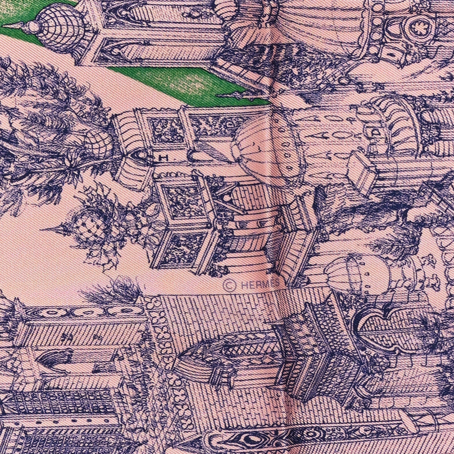 Silk A l'Ombre des Pivoines Scarf 90 Vieux Rose Encre