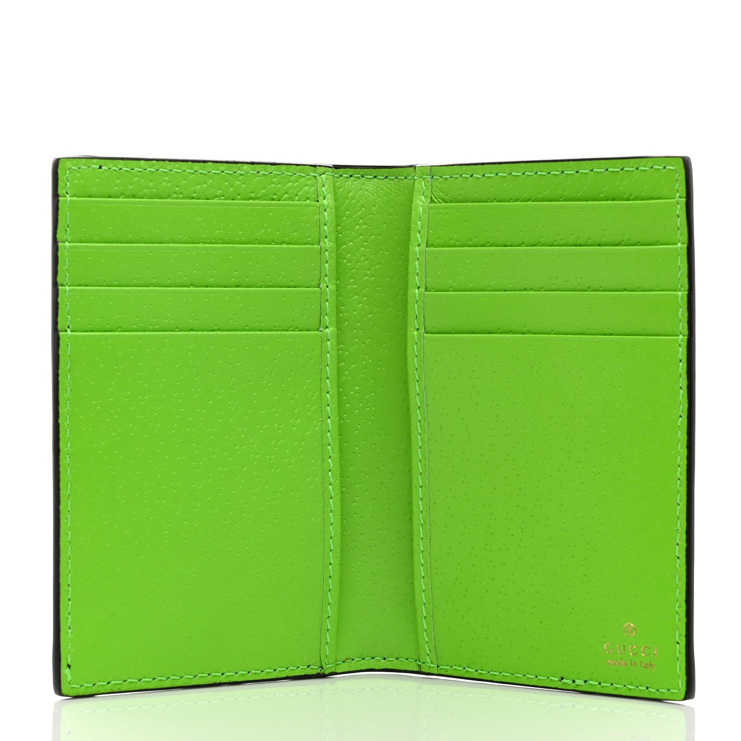 Gucci GG Supreme Monogram Web Ophidia Card Case Beige Ebony Electric Green 5 of 7