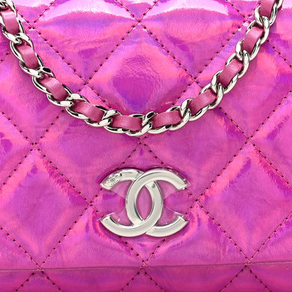 Chanel Iridescent Mirror Goatskin Quilted Clutch With Chain Pink 8 of 10