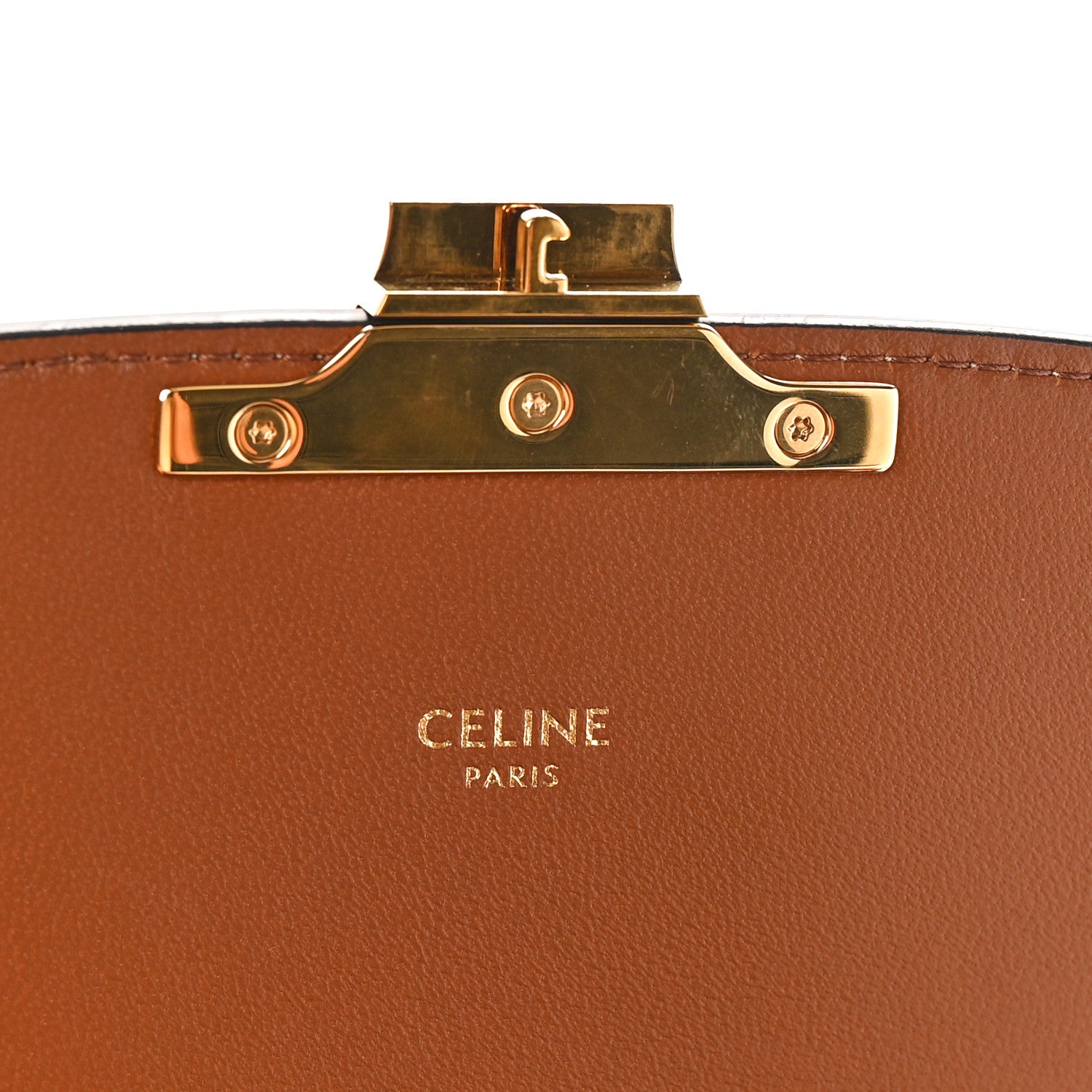 Celine Triomphe Canvas Calfskin Medium Triomphe Bag Tan 6 of 8