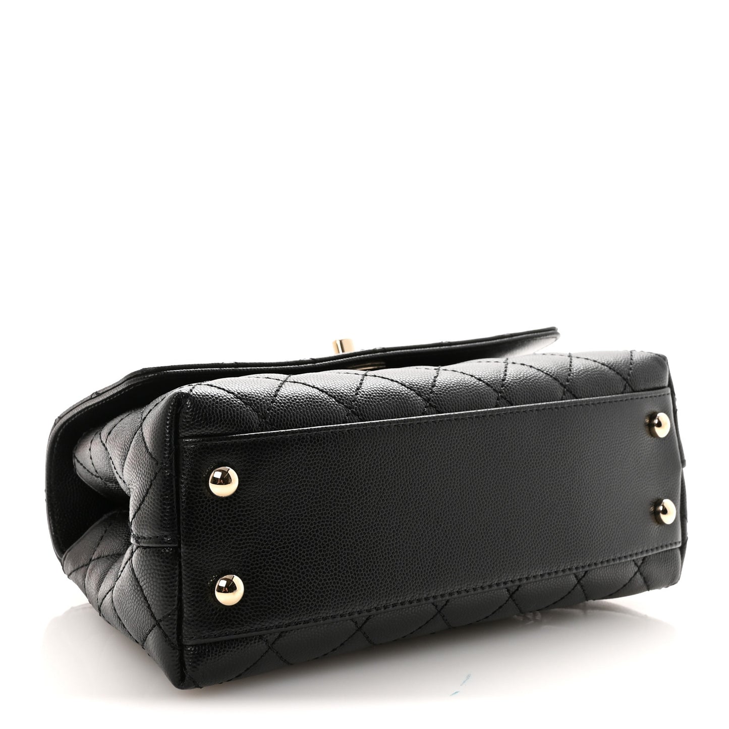 Caviar Lizard Embossed Quilted Mini Coco Handle Flap Black