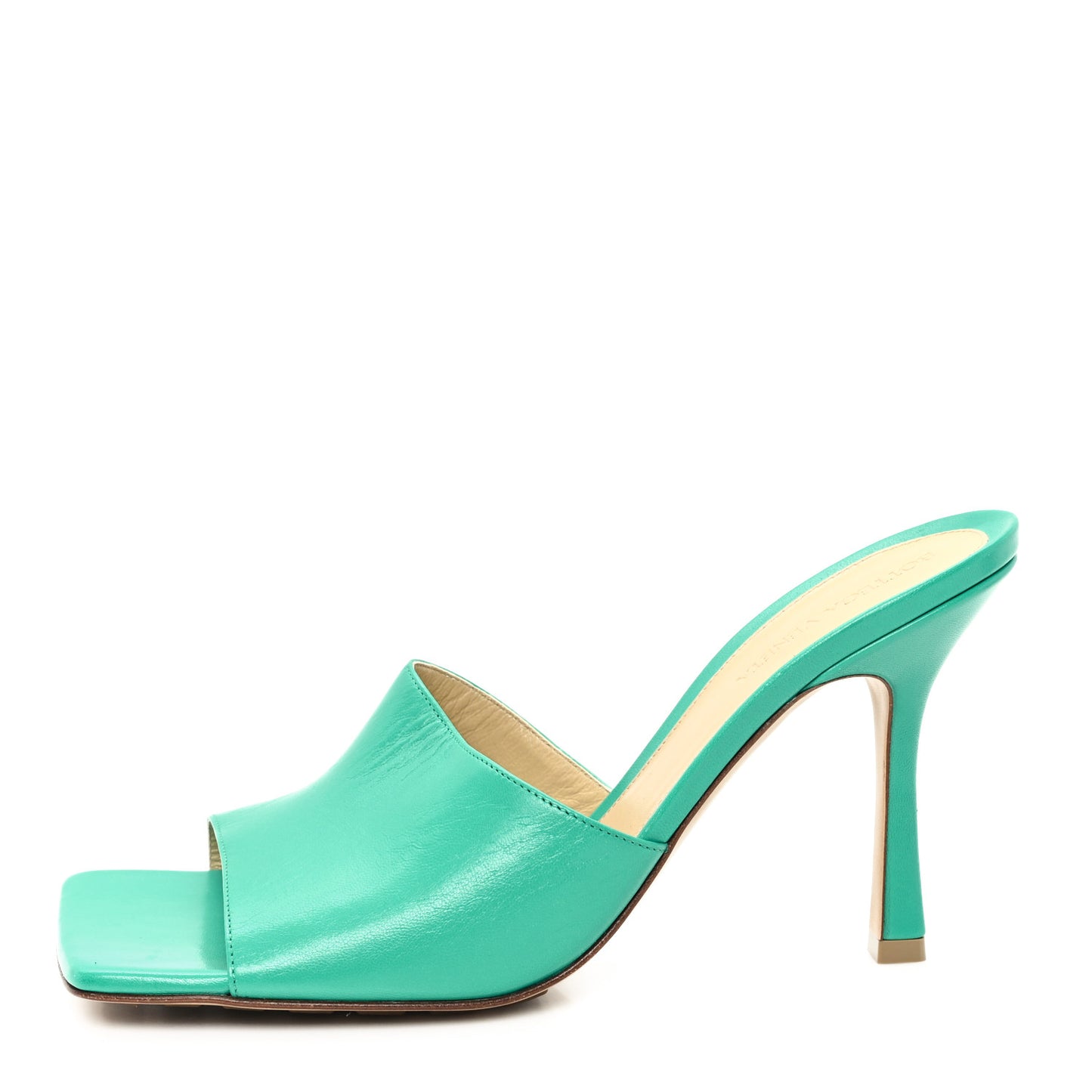 Lambskin Stretch Mule Sandals 40 Acid Turquoise