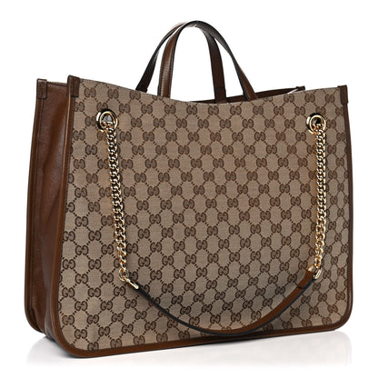 Gucci Monogram Calfskin Large Horsebit 1955 Tote Bag Beige Brown Sugar 3 of 15