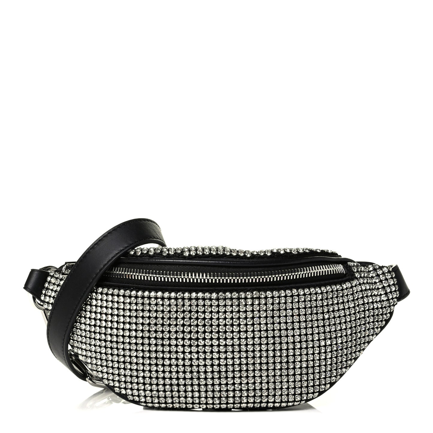 Rhinestone Mesh Mini Attica Belt Bag Black