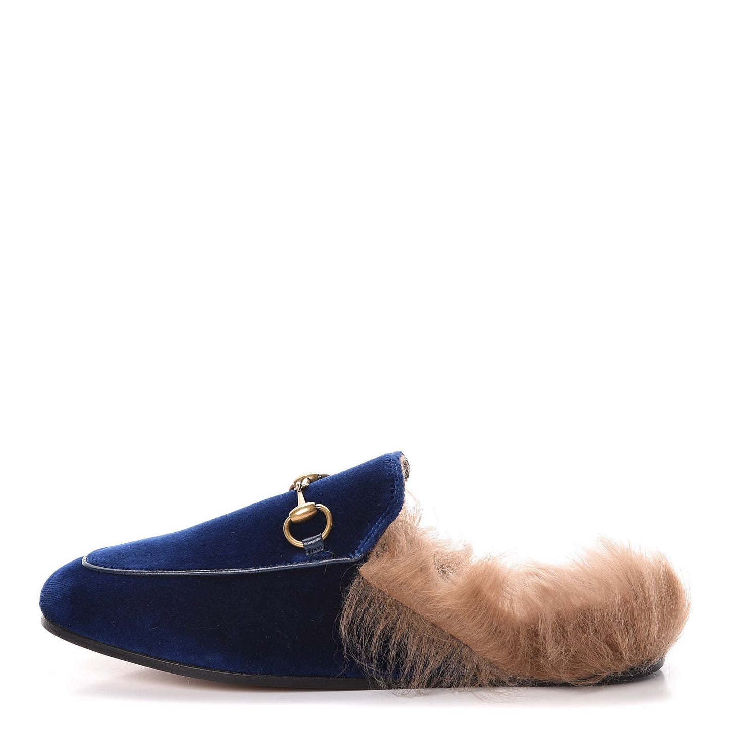 Velvet Fur Womens Princetown Slippers 35 Cobalt Blue