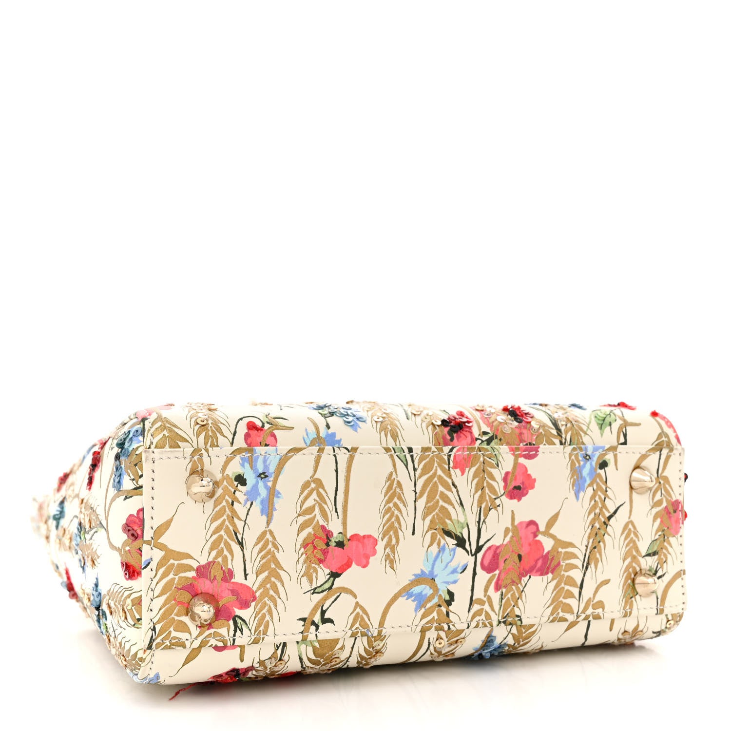 Christian Dior Calfskin Hibiscus Printed Embroidered My ABCDior Lady Dior Beige Multicolor 4 of 15