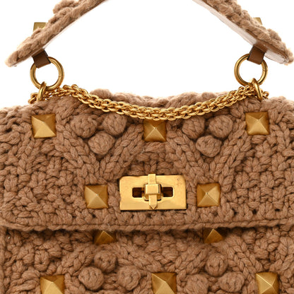 Valentino Garavani Cashmere Medium Roman Stud Shoulder Bag Brown 7 of 10