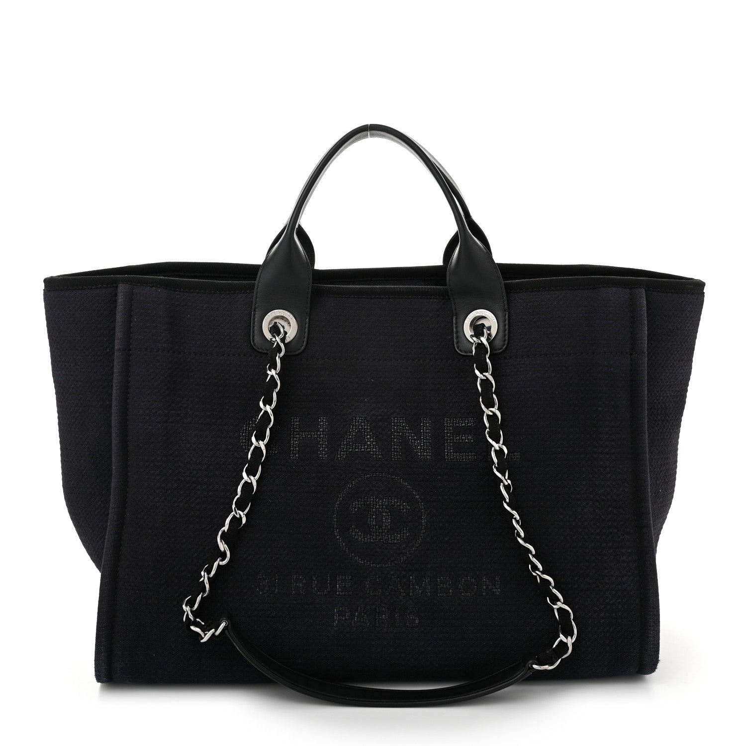 Chanel Mixed Fibers Medium Deauville Tote Dark Blue 1 of 11
