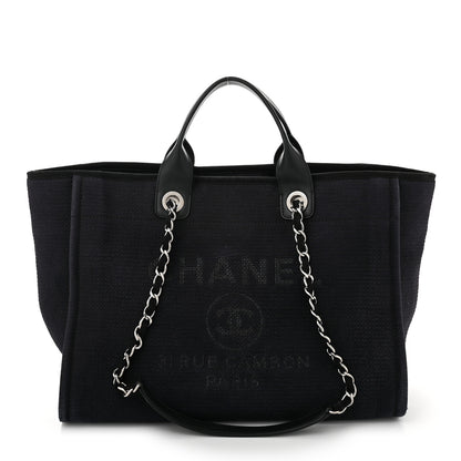 Chanel Mixed Fibers Medium Deauville Tote Dark Blue 1 of 11