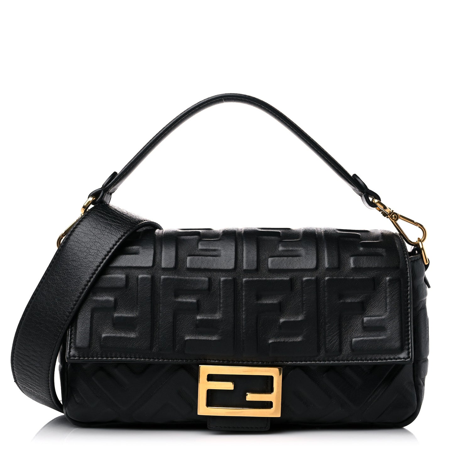 Nappa FF 1974 Embossed Baguette Black
