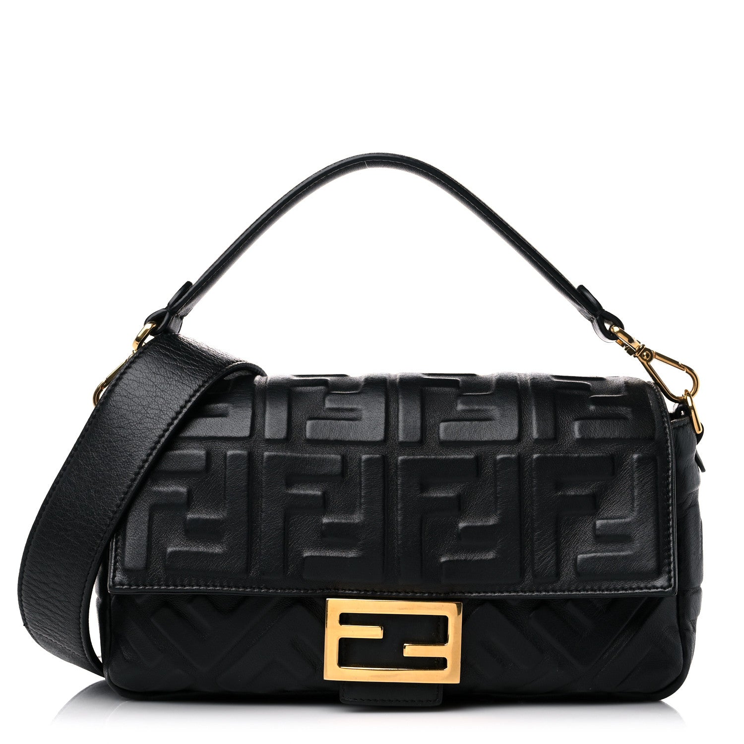 Fendi Nappa FF 1974 Embossed Baguette Black 1 of 11