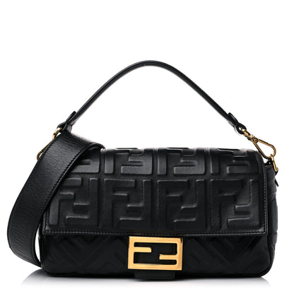 Fendi Nappa FF 1974 Embossed Baguette Black 1 of 11
