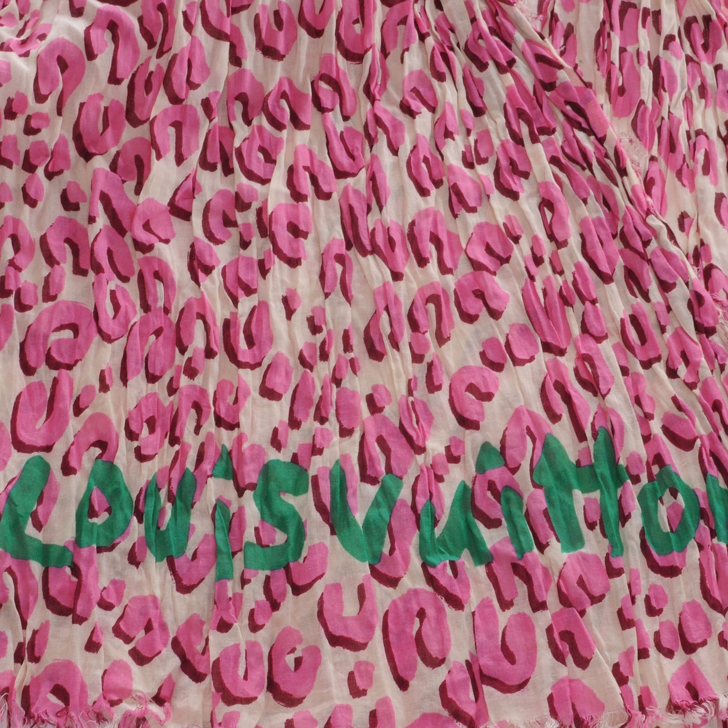 Louis Vuitton Cotton Leopard Pareo Blanc Corail 1 of 6