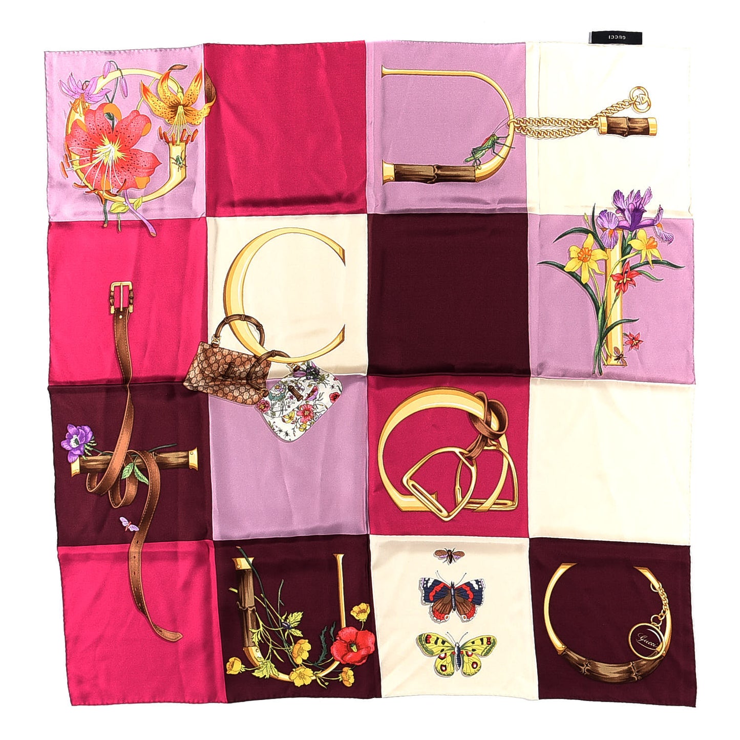Silk Twill Milum Square Scarf Amaranth Red