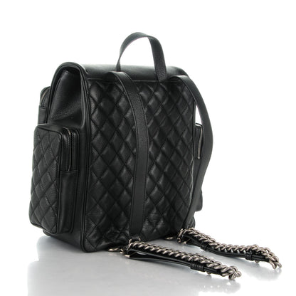 Chanel Grained Calfskin Quilted Large Casual Rock Backpack Black 3 of 7
