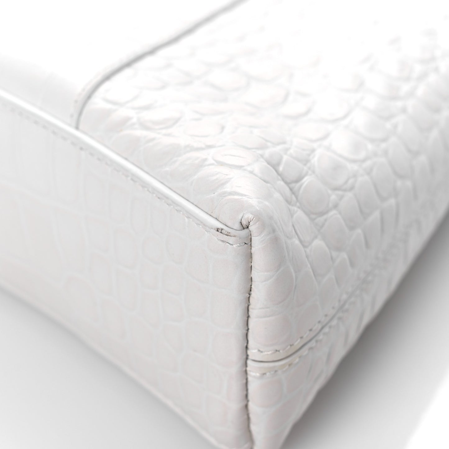Extra Supple Calfskin Crocodile Embossed XS Downtown Shoulder Bag White