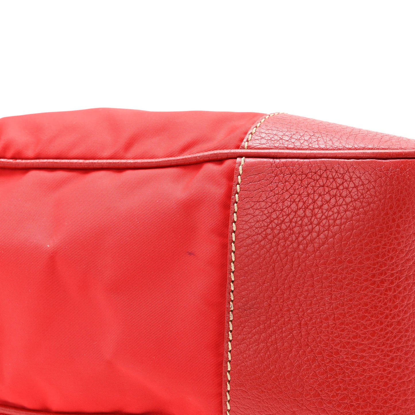 Nylon Tessuto Vitello Daino Pushlock Bag Fuoco