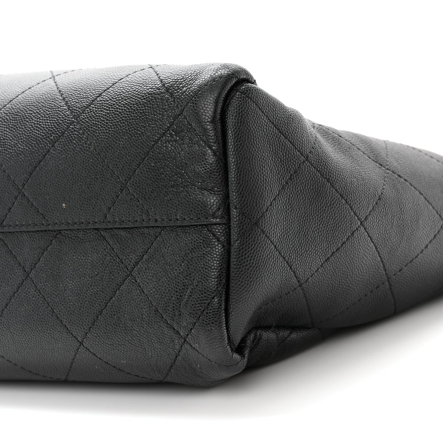 Caviar Stitched Large Lady Coco Shopping Tote Black