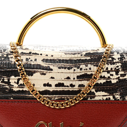 Chloe Calfskin Lizard Embossed Small Aby Lock Sepia Brown 7 of 9