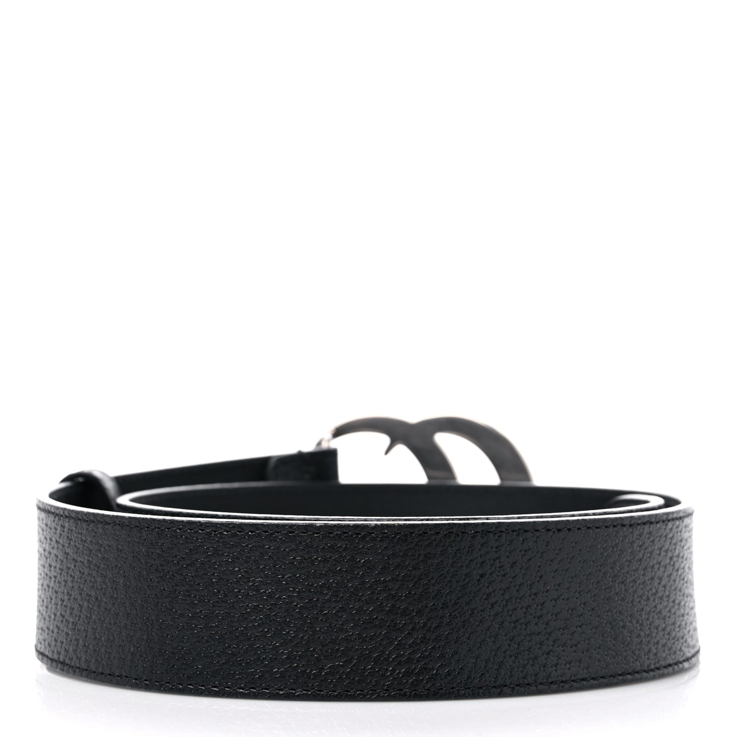Textured Dollar Calfskin Nickel Double G 40mm Belt 75 30 Black