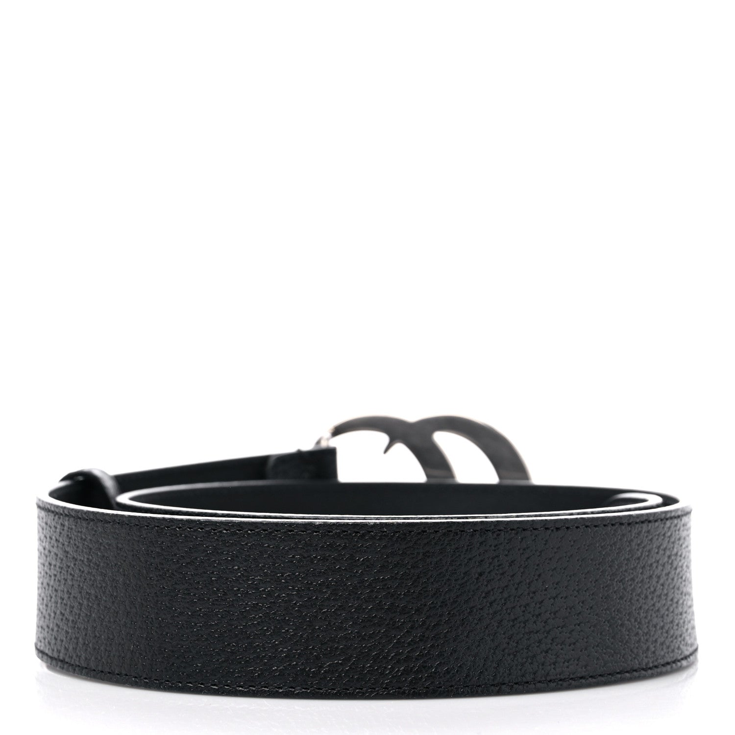 Gucci Textured Dollar Calfskin Nickel Double G 40mm Belt 75 30 Black 2 of 6
