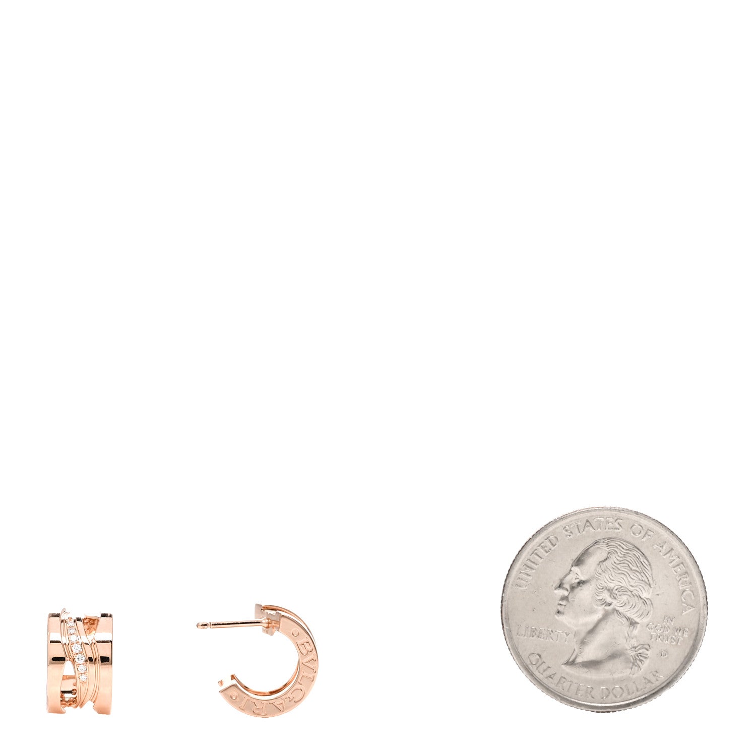 Bulgari 18K Rose Gold Diamond B.Zero1 Legend Hoop Earrings 2 of 5
