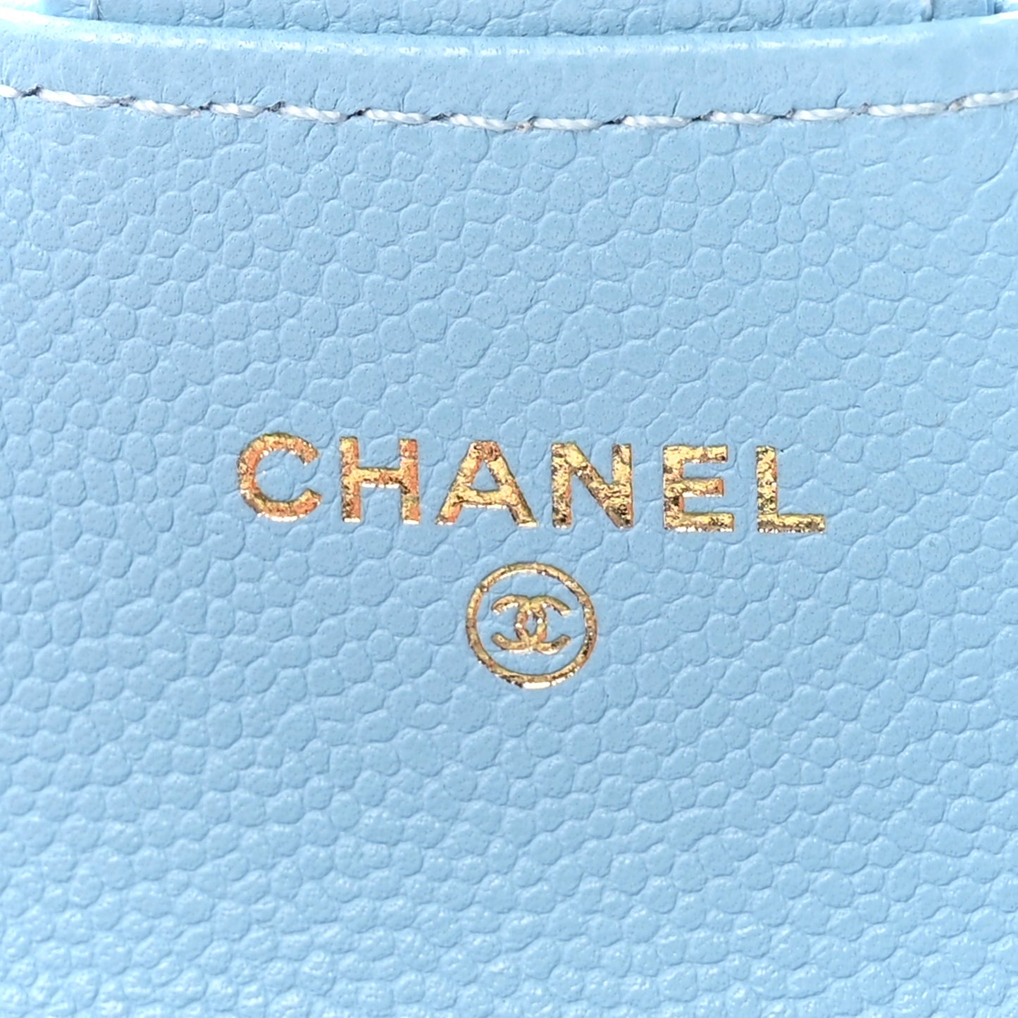 Caviar Quilted Flap Card Holder Wallet Light Blue